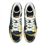 Vintage Sun And Moon Print High Top Leather Sneakers