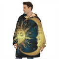 Vintage Sun And Moon Print Hoodie Blanket