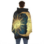 Vintage Sun And Moon Print Hoodie Blanket