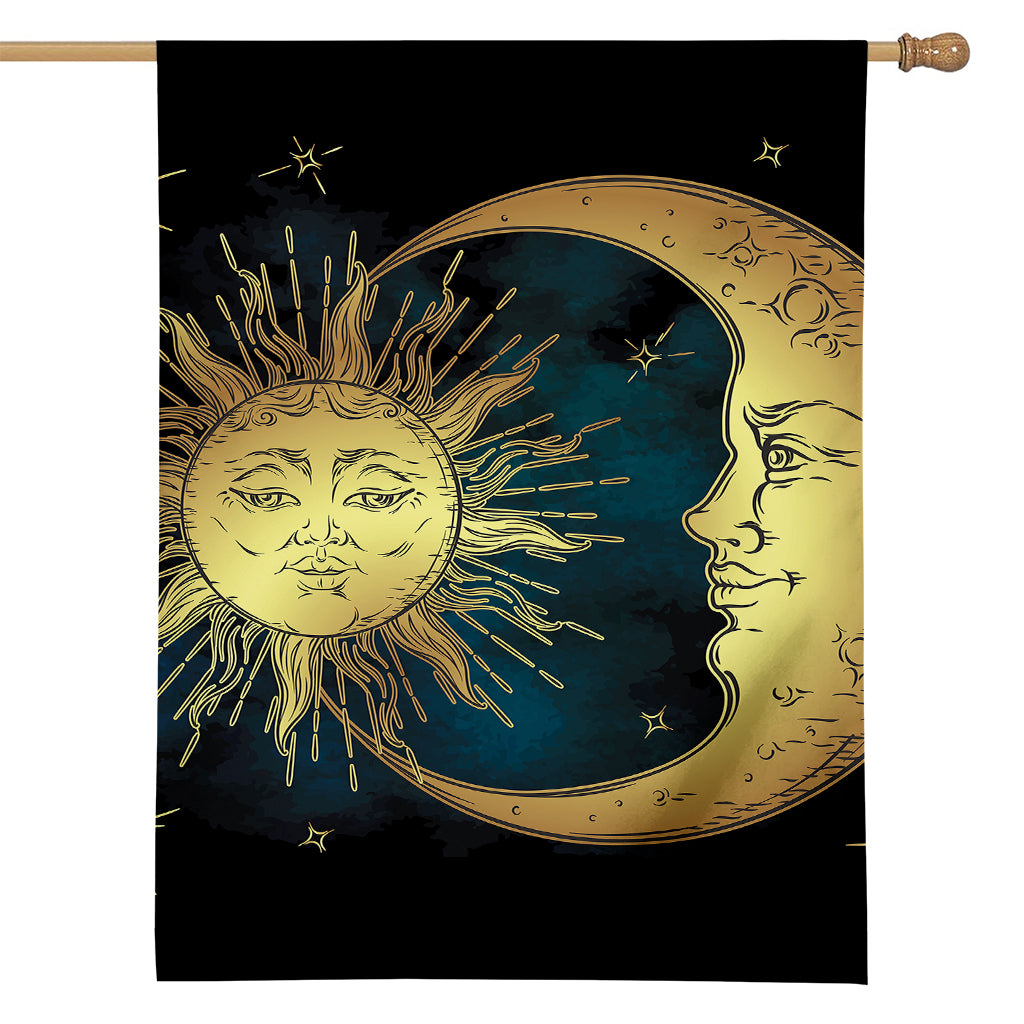 Vintage Sun And Moon Print House Flag