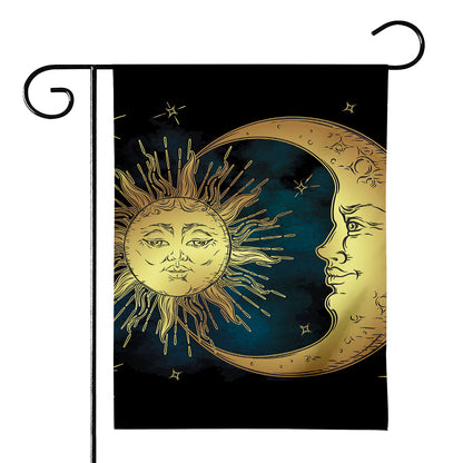 Vintage Sun And Moon Print House Flag