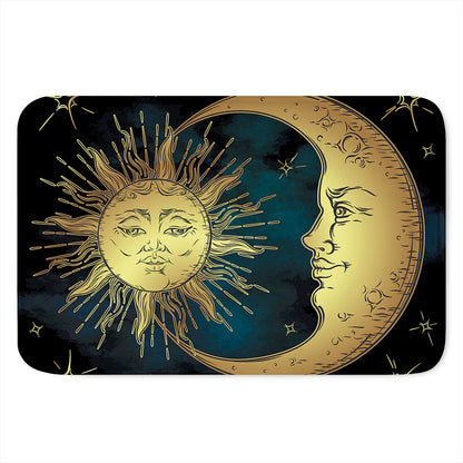 Vintage Sun And Moon Print Indoor Door Mat