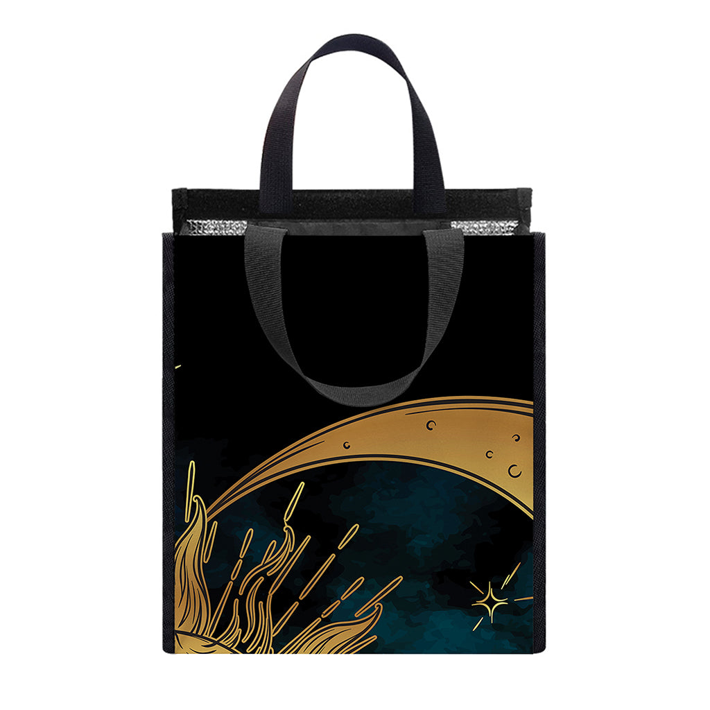 Vintage Sun And Moon Print Insulated Lunch Tote