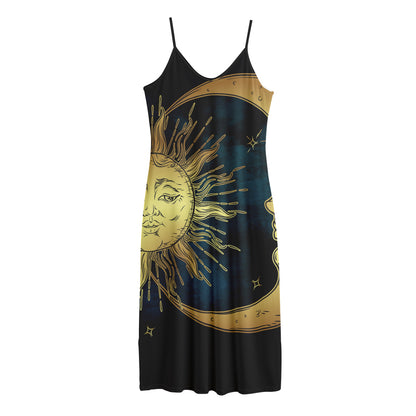 Vintage Sun And Moon Print Jersey Midi Cami Dress