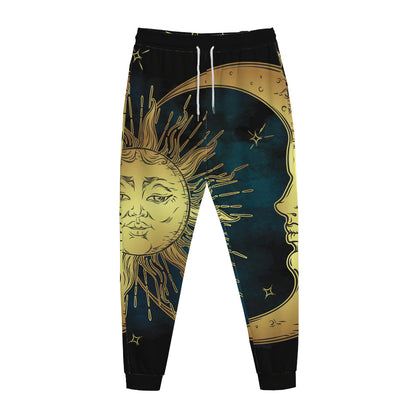 Vintage Sun And Moon Print Jogger Pants