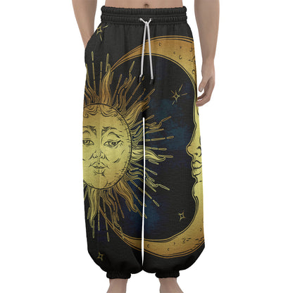 Vintage Sun And Moon Print Lantern Pants