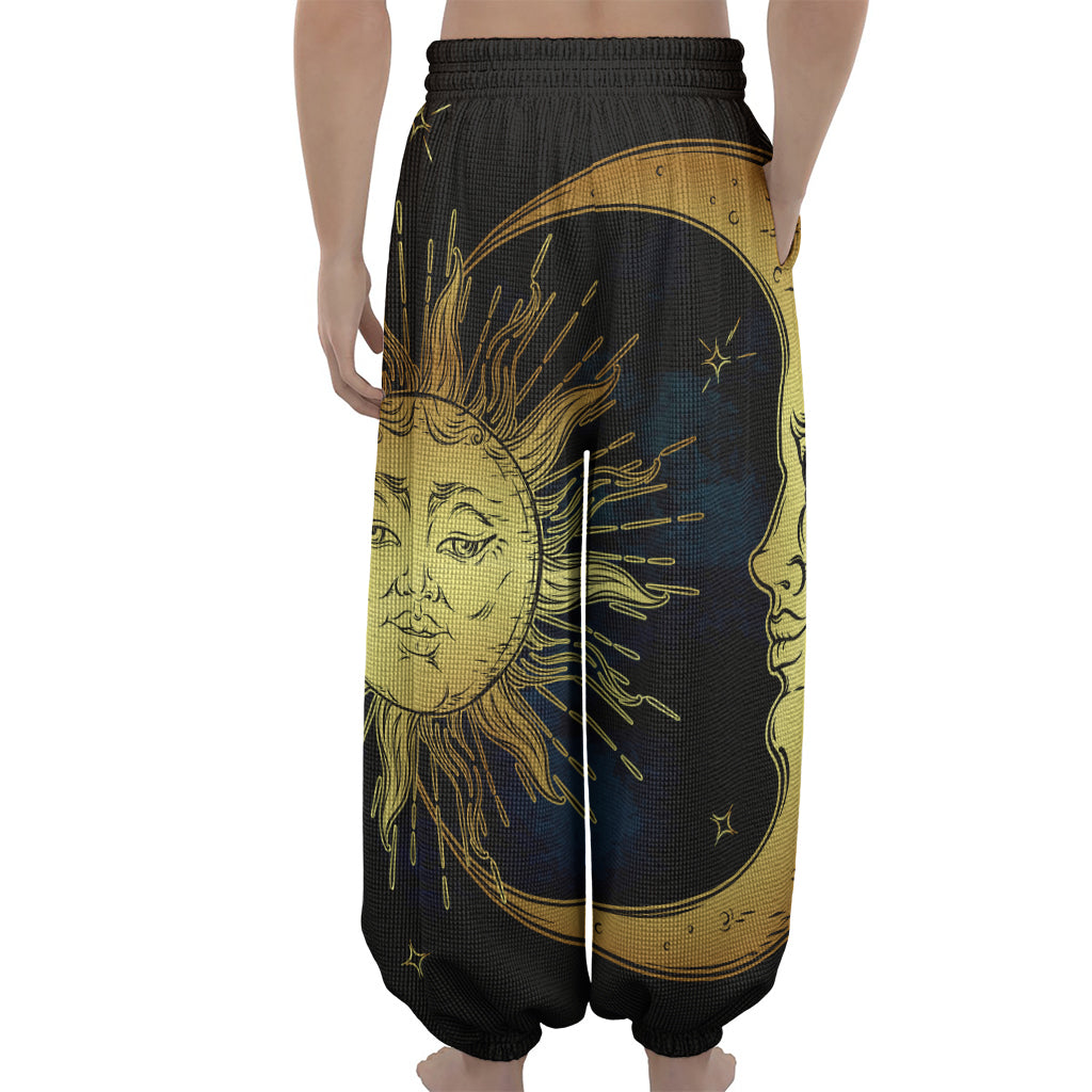 Vintage Sun And Moon Print Lantern Pants