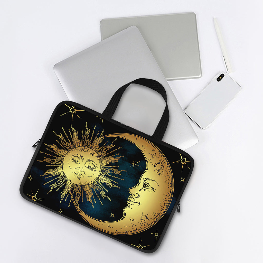 Vintage Sun And Moon Print Laptop Sleeve With Handle