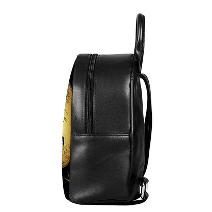 Vintage Sun And Moon Print Leather Backpack