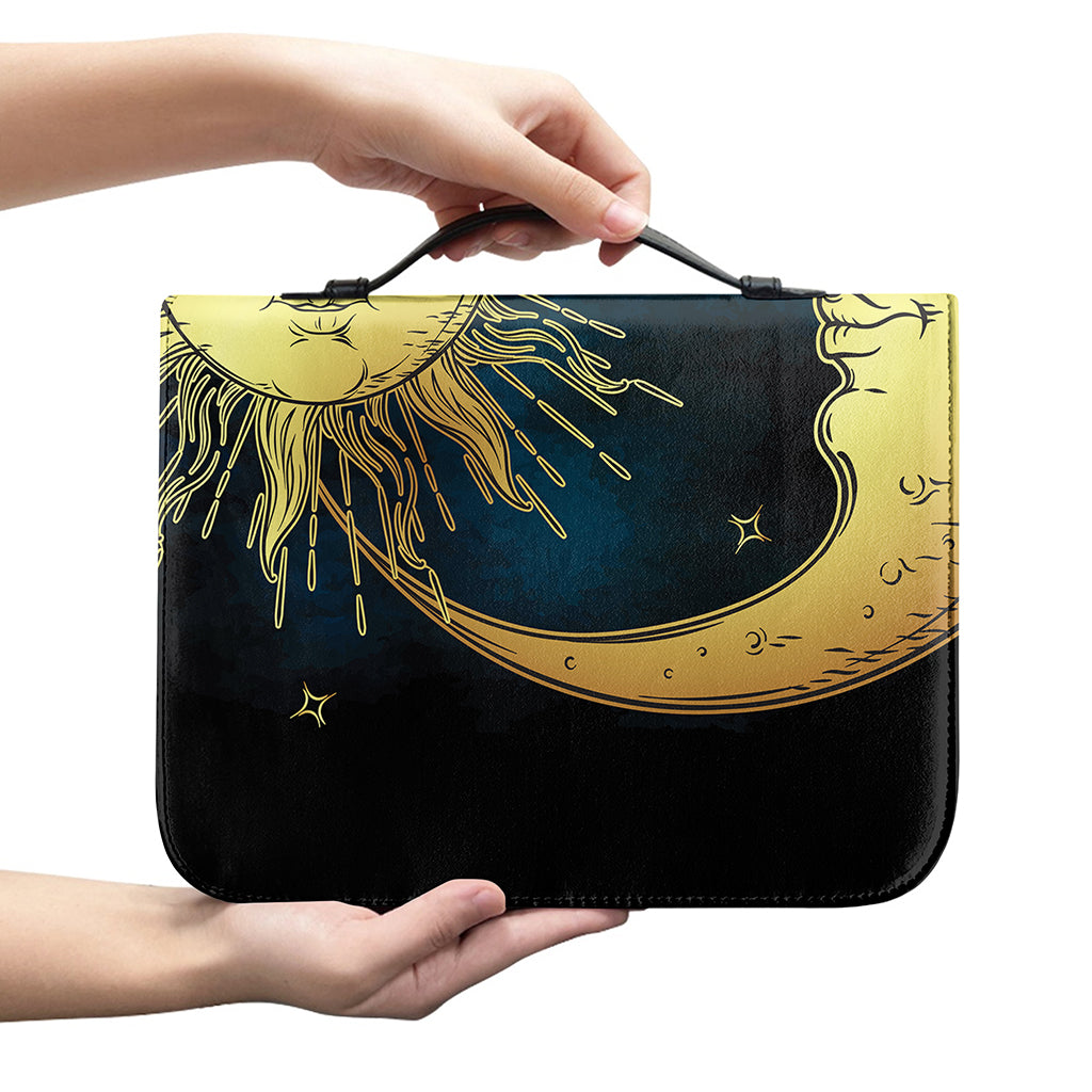 Vintage Sun And Moon Print Leather Bible Cover