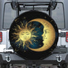 Vintage Sun And Moon Print Leather Spare Tire Cover