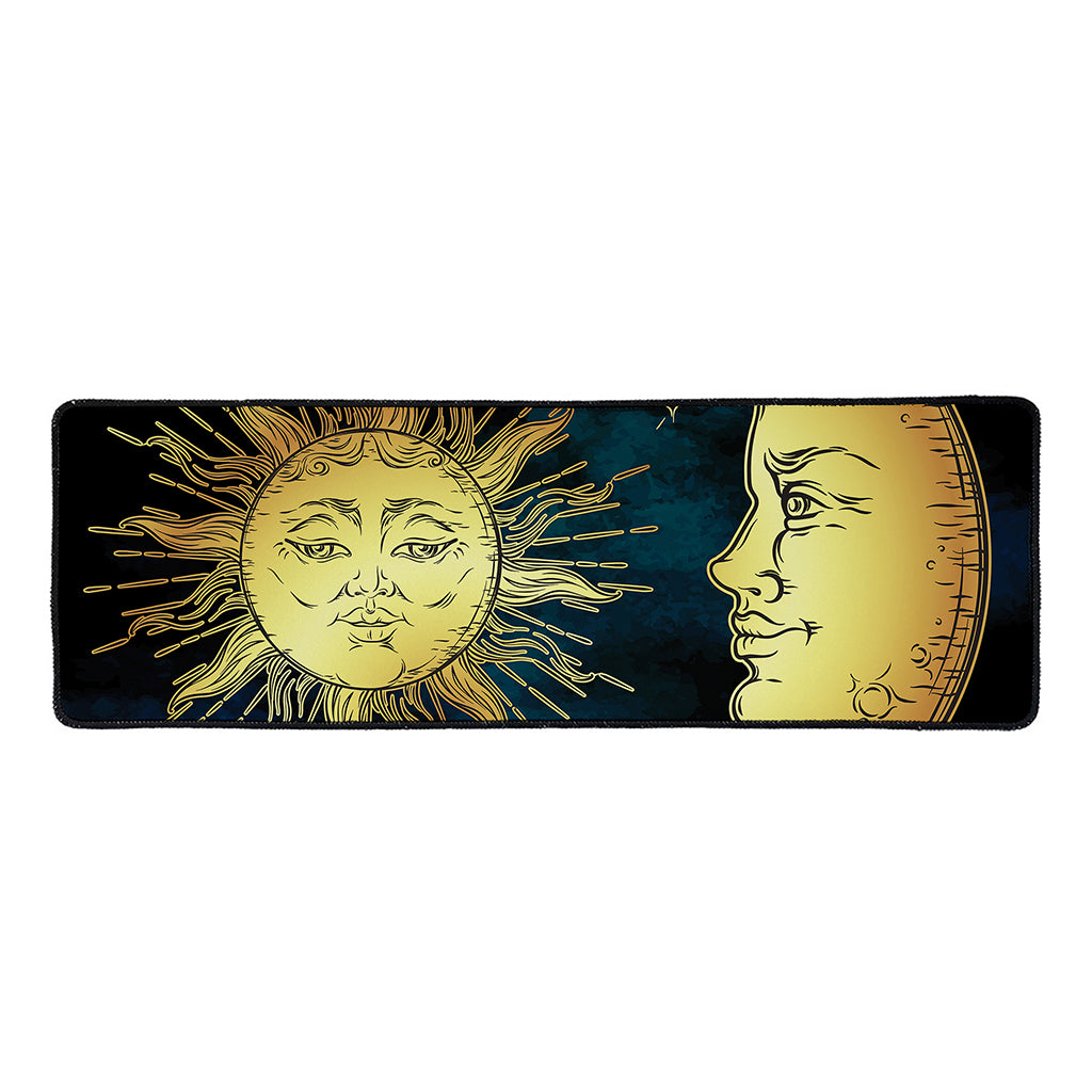 Vintage Sun And Moon Print Long Kitchen Mat