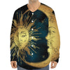 Vintage Sun And Moon Print Long Sleeve Baseball Jersey