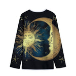 Vintage Sun And Moon Print Long Sleeve Short Coat