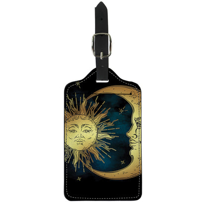 Vintage Sun And Moon Print Luggage Tag
