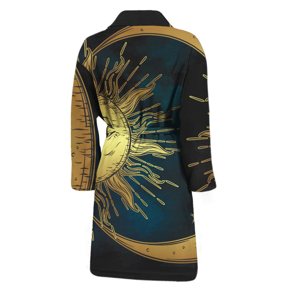Vintage Sun And Moon Print Men's Bathrobe