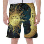 Vintage Sun And Moon Print Men's Beach Shorts