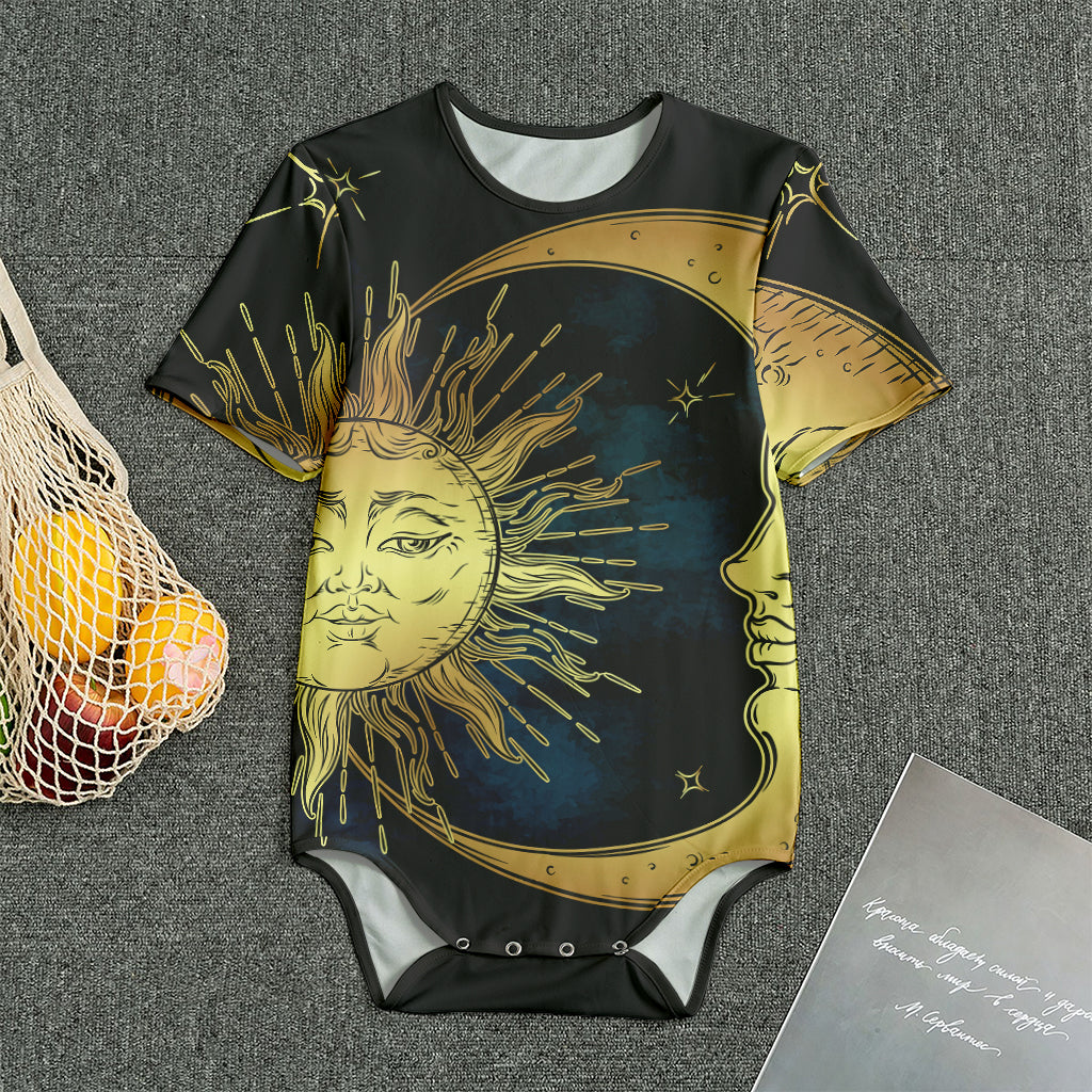 Vintage Sun And Moon Print Men's Bodysuit