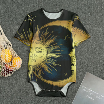 Vintage Sun And Moon Print Men's Bodysuit