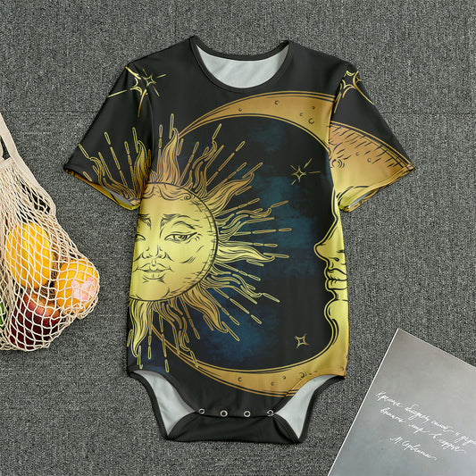 Vintage Sun And Moon Print Men's Bodysuit