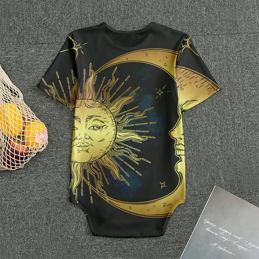 Vintage Sun And Moon Print Men's Bodysuit