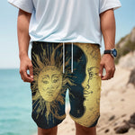Vintage Sun And Moon Print Men's Cargo Shorts