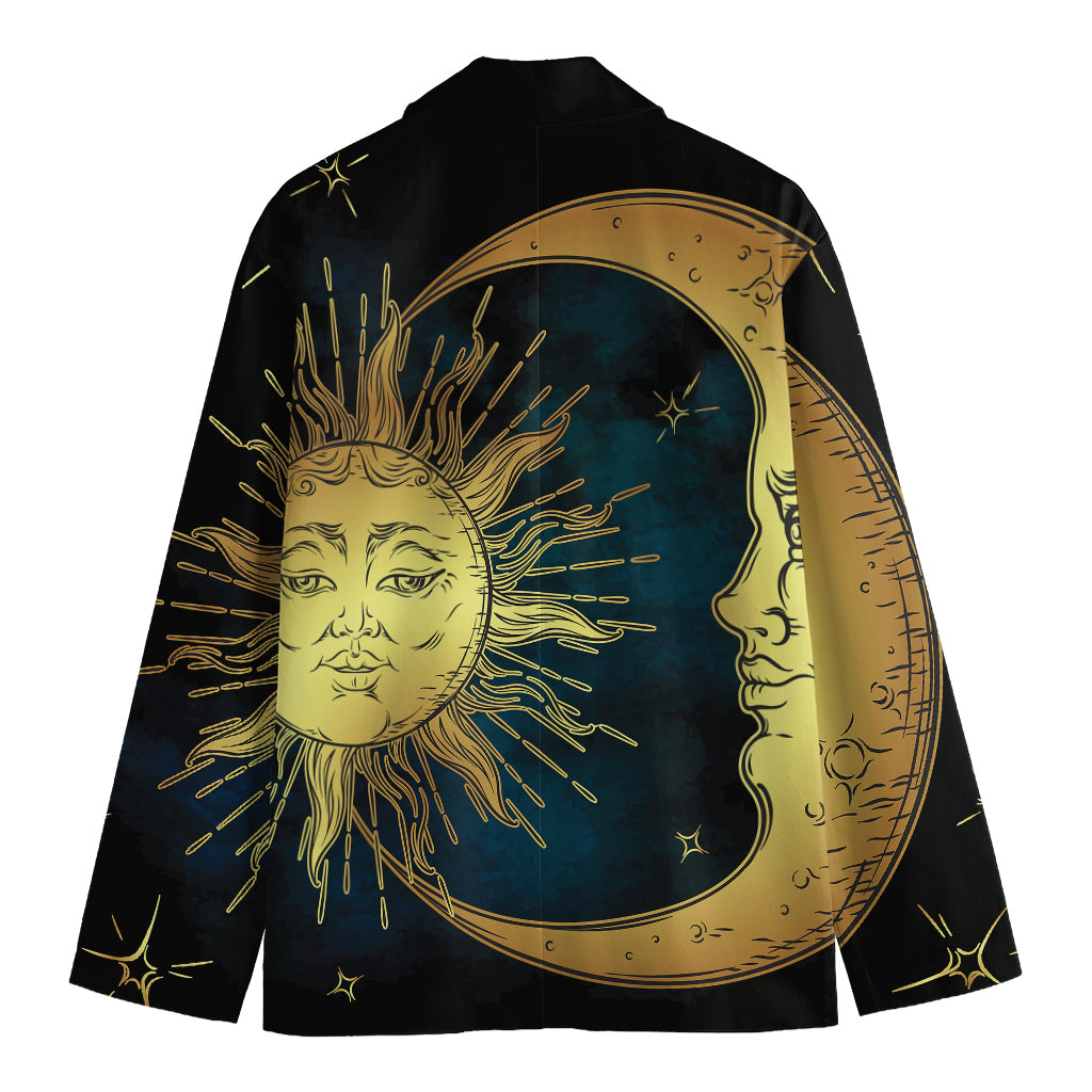 Vintage Sun And Moon Print Men's Cotton Blazer