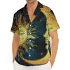 Vintage Sun And Moon Print Men's Deep V-Neck Shirt