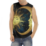 Vintage Sun And Moon Print Men's Fitness Tank Top