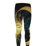 Vintage Sun And Moon Print Men's leggings