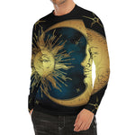 Vintage Sun And Moon Print Men's Long Sleeve Rash Guard