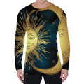Vintage Sun And Moon Print Men's Long Sleeve T-Shirt