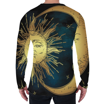 Vintage Sun And Moon Print Men's Long Sleeve T-Shirt