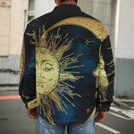 Vintage Sun And Moon Print Men's Shirt Jacket