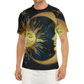 Vintage Sun And Moon Print Men's Short Sleeve Rash Guard
