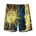 Vintage Sun And Moon Print Men's Athletic Shorts