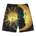 Vintage Sun And Moon Print Men's Swim Trunks