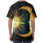 Vintage Sun And Moon Print Men's Velvet T-Shirt