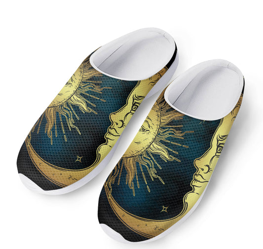 Vintage Sun And Moon Print Mesh Casual Shoes