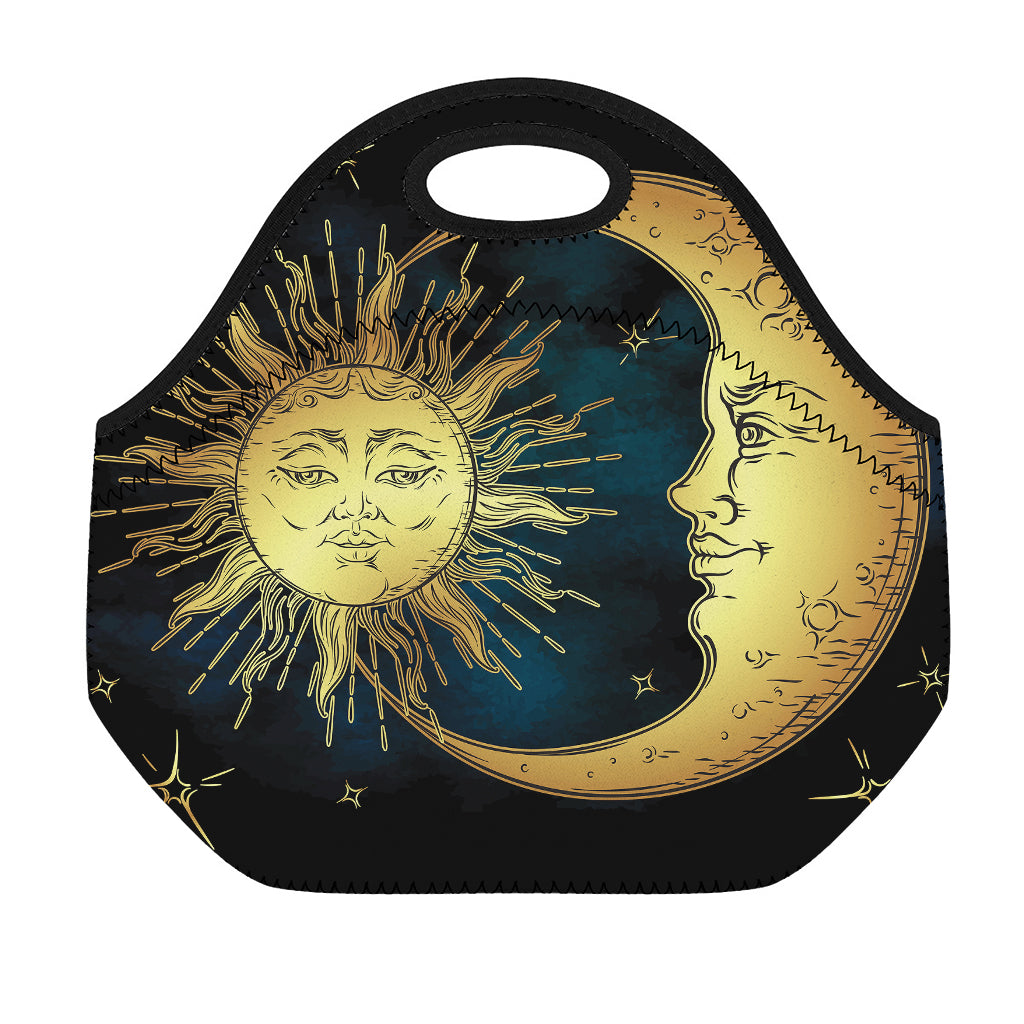 Vintage Sun And Moon Print Neoprene Lunch Bag
