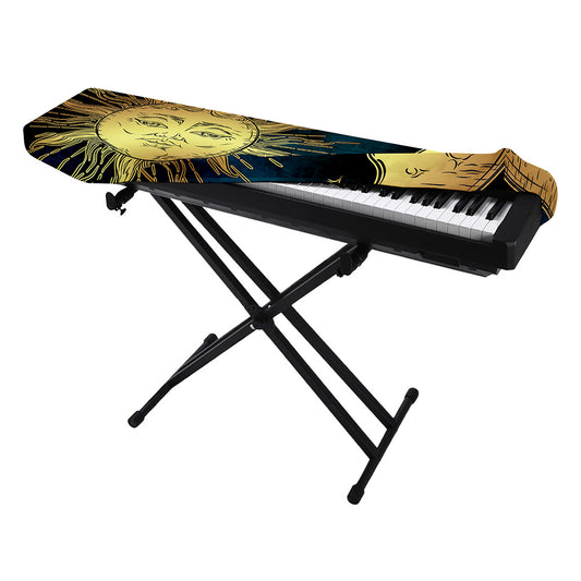 Vintage Sun And Moon Print Piano Keyboard Cover