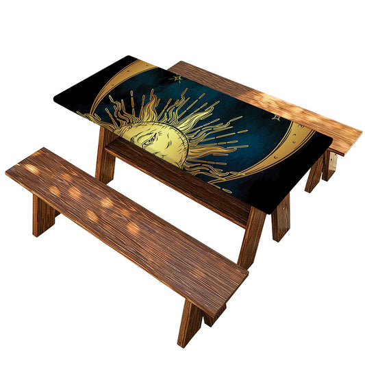 Vintage Sun And Moon Print Picnic Table Cover