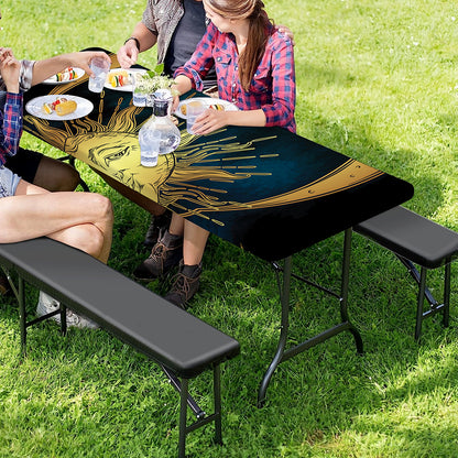 Vintage Sun And Moon Print Picnic Table Cover