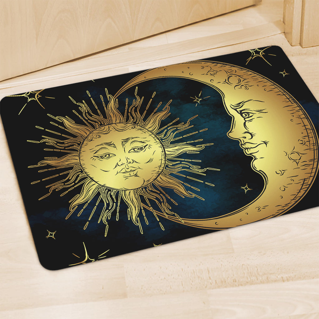 Vintage Sun And Moon Print Polyester Doormat
