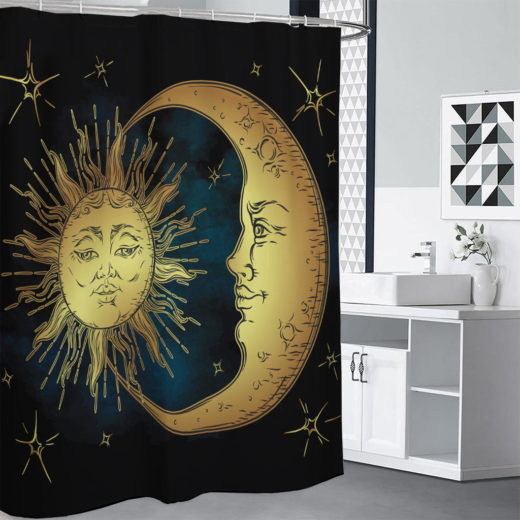 Vintage Sun And Moon Print Premium Shower Curtain