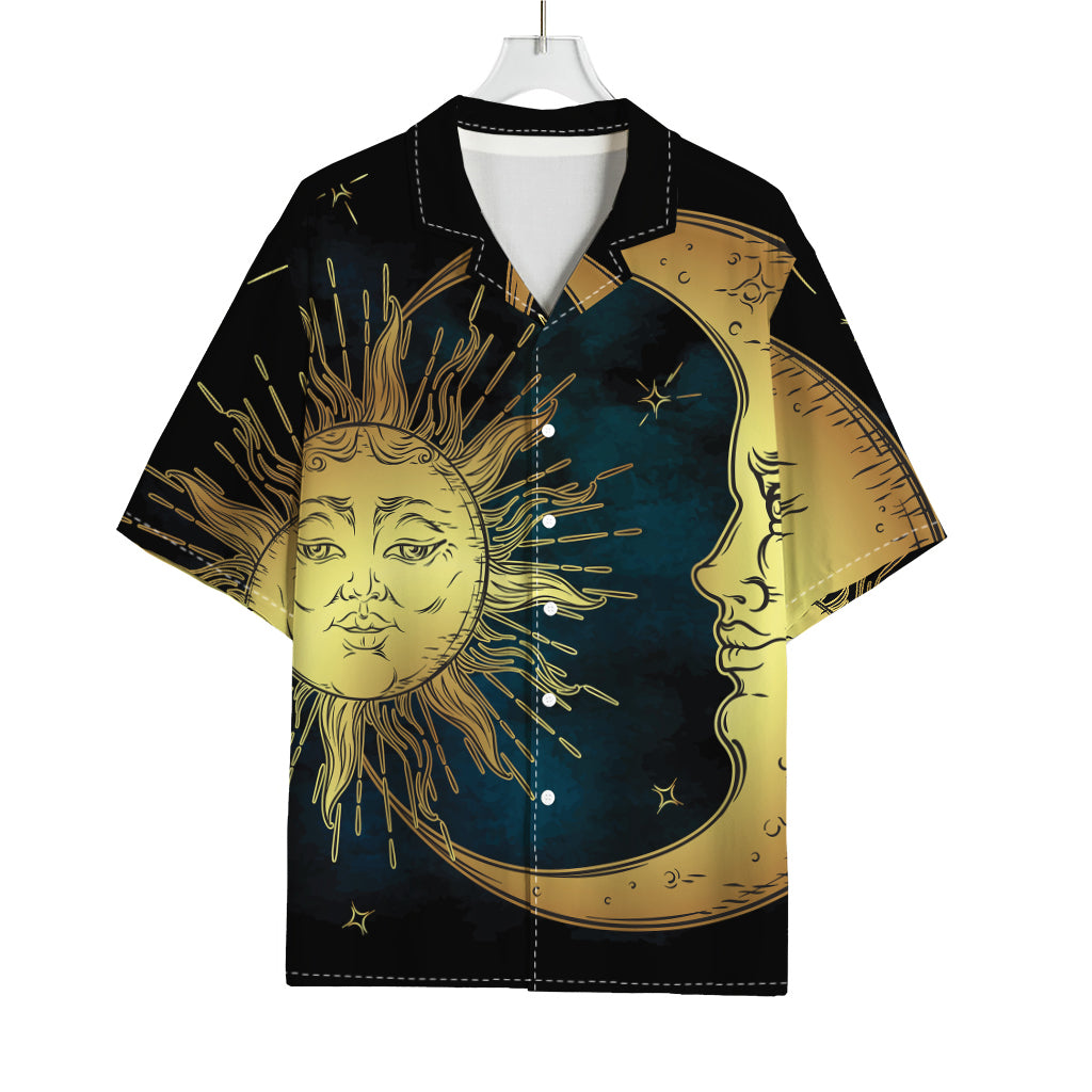 Vintage Sun And Moon Print Rayon Hawaiian Shirt