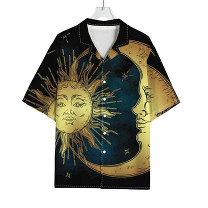 Vintage Sun And Moon Print Rayon Hawaiian Shirt
