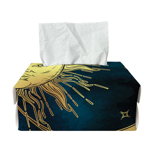 Vintage Sun And Moon Print Rectangle Tissue Box Cover