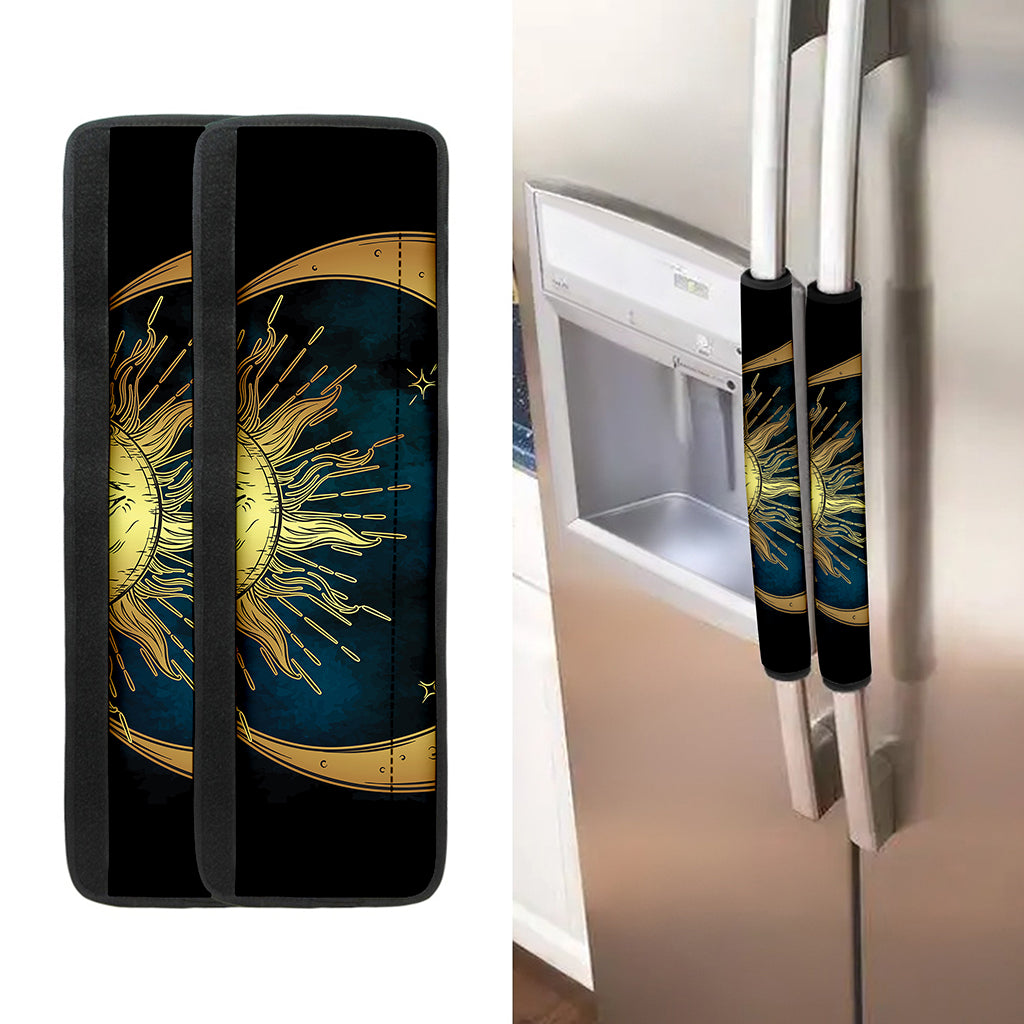 Vintage Sun And Moon Print Refrigerator Handle Covers