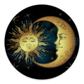 Vintage Sun And Moon Print Round Floor Mat
